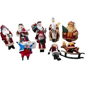 Vtg Hallmark Keepsake Ornaments Santa Claus Christmas Lot of 9 1986-2001 Org Box